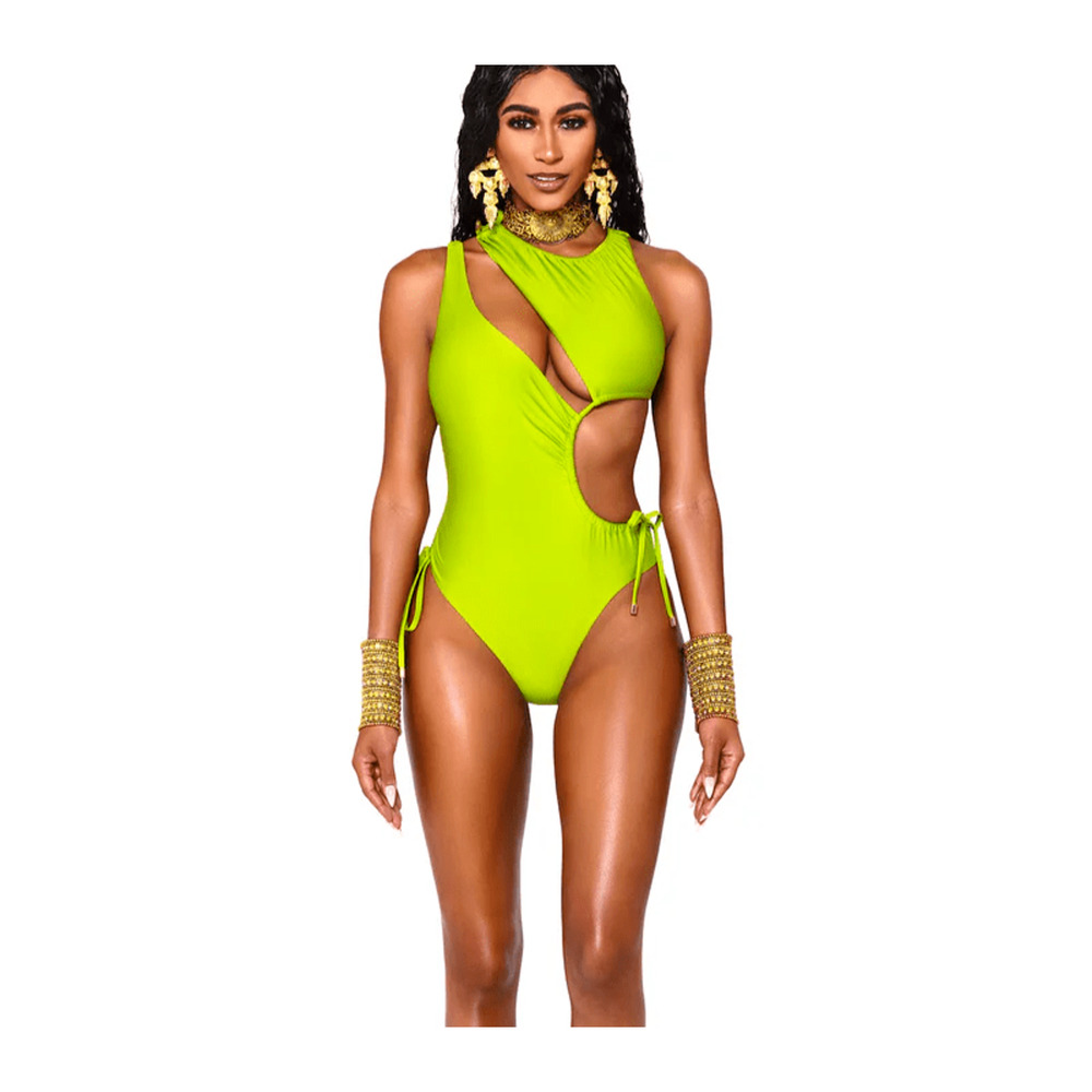 B Fyne Akuri One Piece Bust Cut Out Wireless Swimsuit Lime Green Size XL NWT